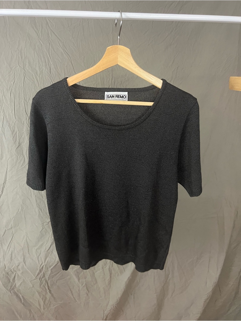 Charcoal Vintage Short-Sleeve Knit Top
